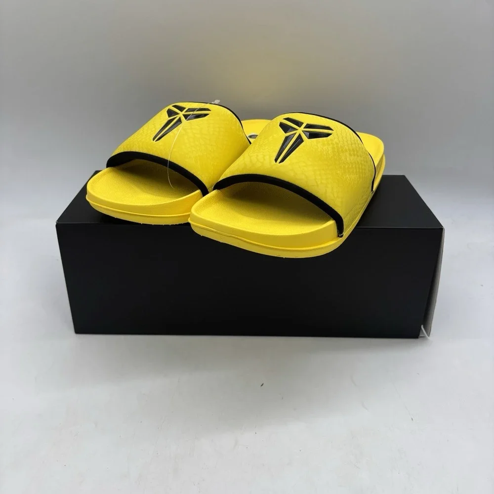 Nike Kobe Off Court Slides Mens 9 Womens 10 Lightning Yellow Black Mamba NEW